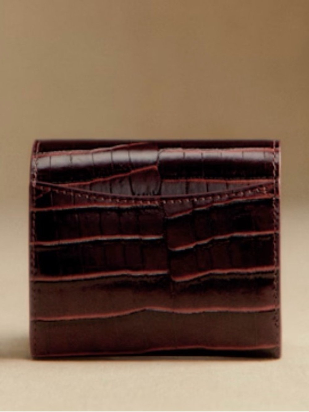 Milo Small Wallet - Merlot Red Crocodile Print - Picture 2 of 7